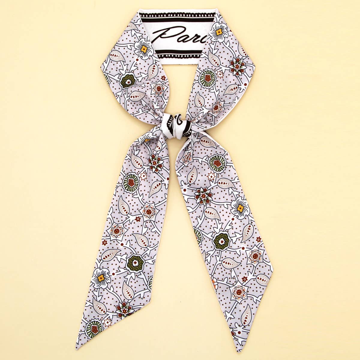 LETTER FLORAL SKINNY SCARF HAIR BOW BAG RIBBON_CWASC0070