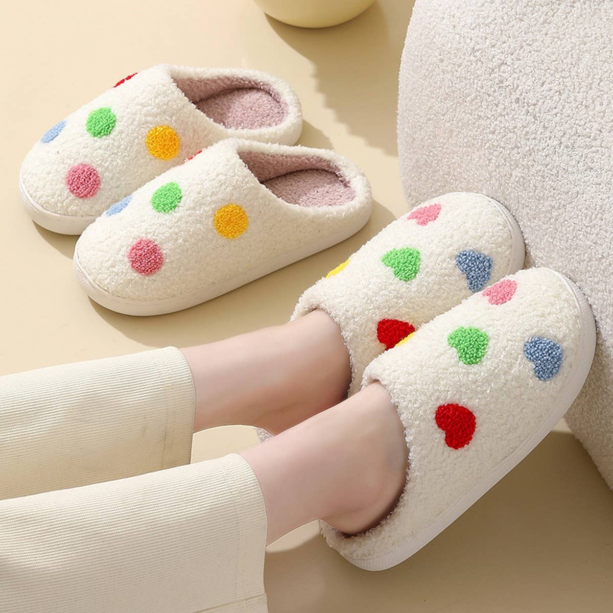 NEW COLORFUL LOVE STYLE WINTER COTTON SLIPPERS_CWMM3065