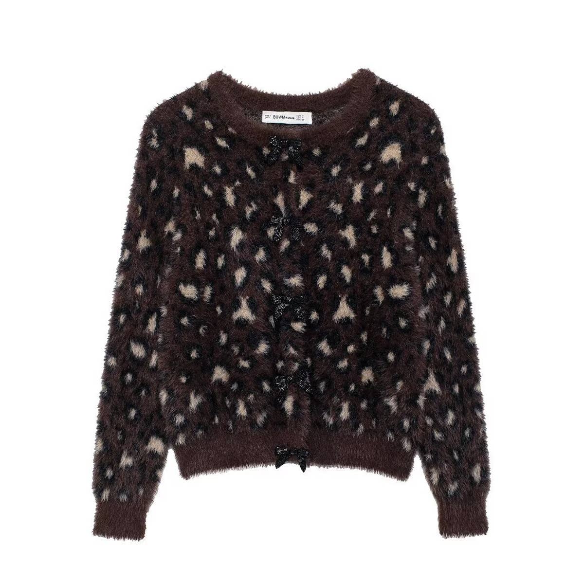 Vintage Jacquard Bow Knit Cardigan Jacket