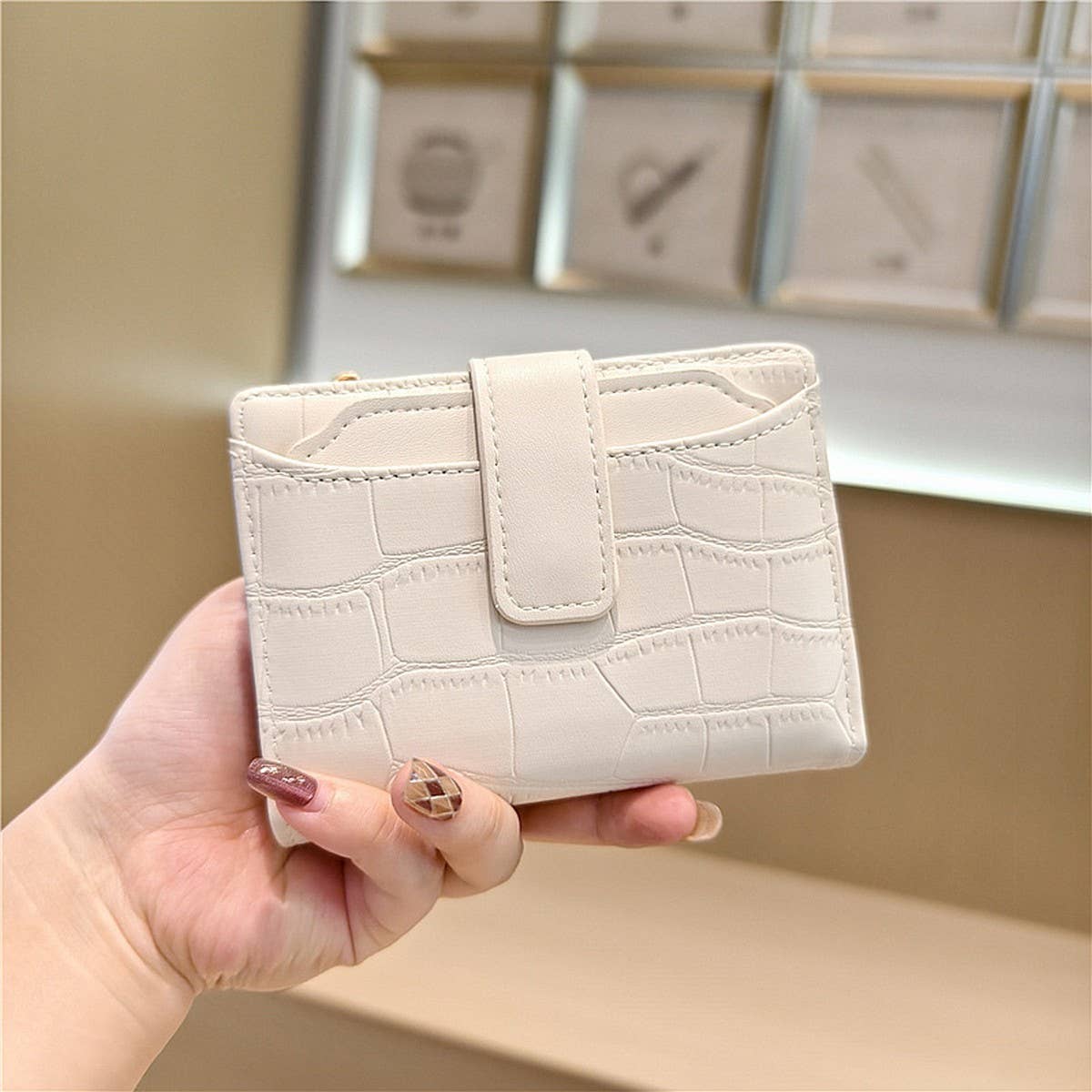 Stone Pattern Bifold Foldable Leather Wallet_Cwab06206