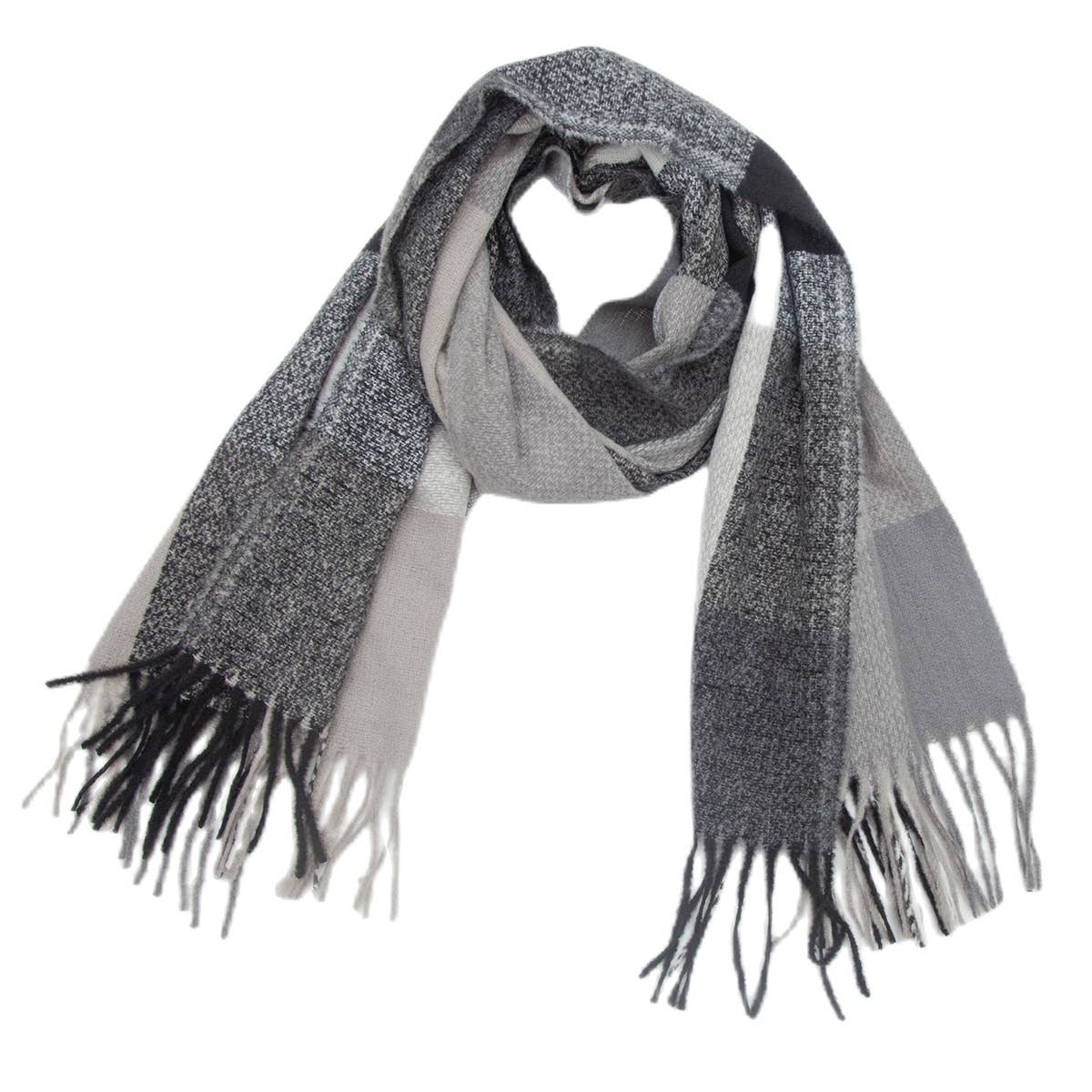 RAINBOW PLAID SCARF THICK WINTER TASSEL WRAP_CWASC0124