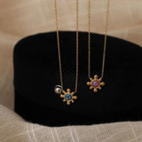DELICATE SMALL SOLID COLOR SUNFLOWER NECKLACE_CWMM5553