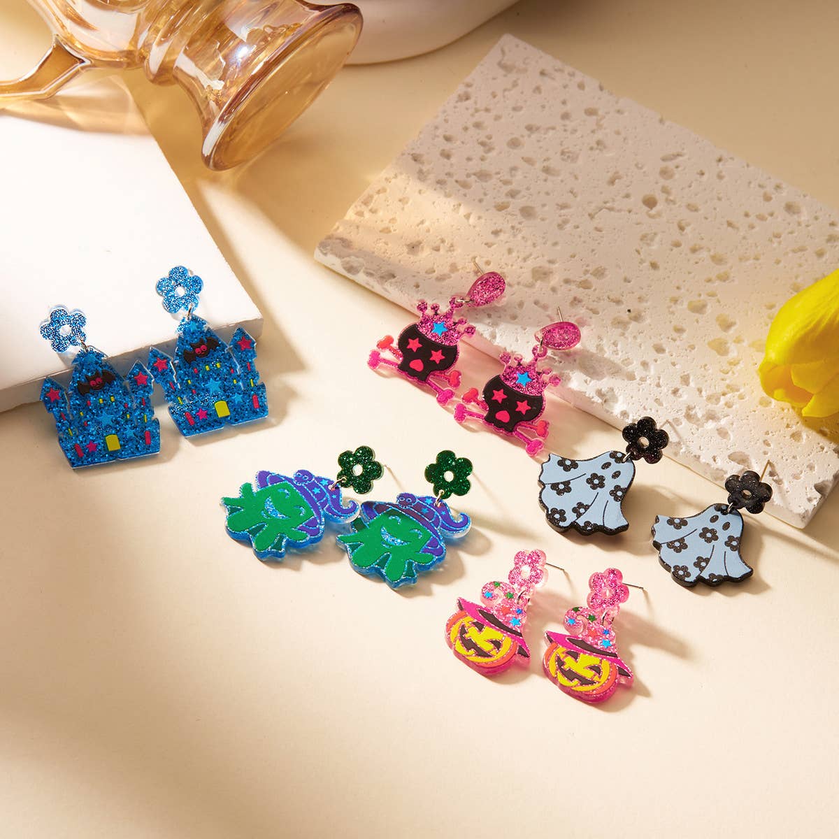 HALLOWEEN SKULL PRINT EARRINGS_CWAJE2447