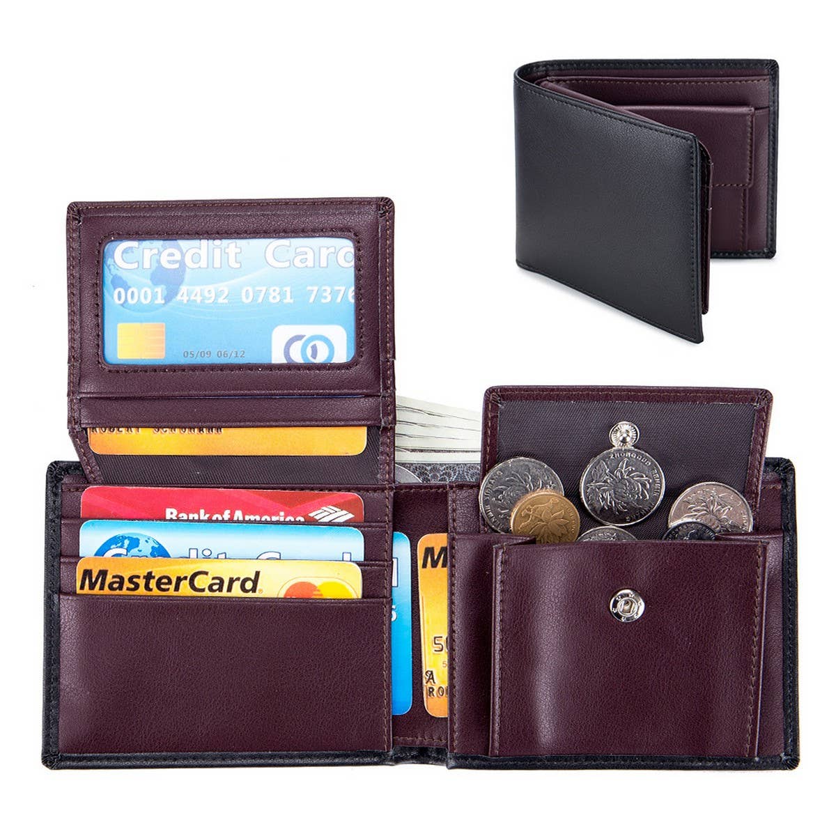 COWHIDE TRI FOLD WALLET MULTI FUNCTION RETRO WALLET_CWAB3709