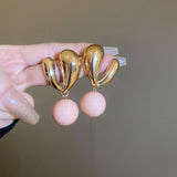 SMALL FRESH PINK LOVE EARRINGS_CWAJE2058