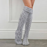 FASHIONABLE TWISTED HEM LONG OVER THE KNEE SOCKS_CWMS0850