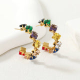 LIGHT LUXURY C SHAPED DIAMOND EARRINGS_CWMM3668