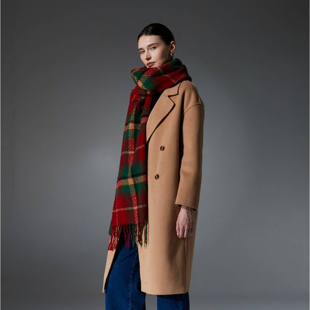 CHRISTMAS PLAID SCARF RED GREEN WINTER WRAP_CWASC1275