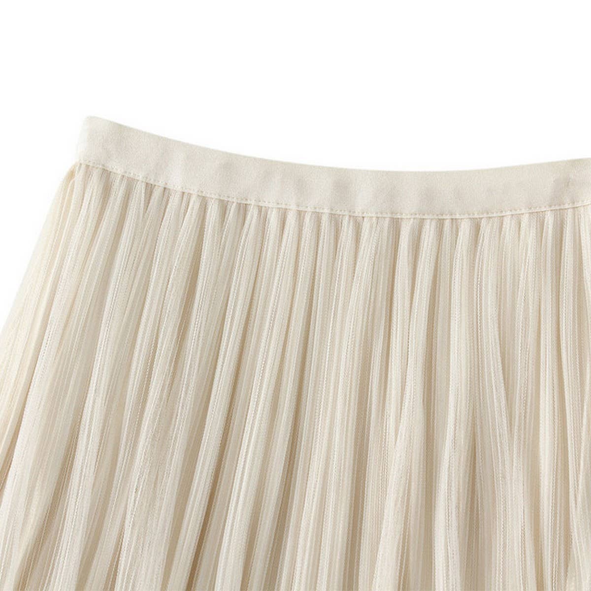 Tulle Lace Trim Pleated Cake Fairy Maxi Skirt_Cwbms0362