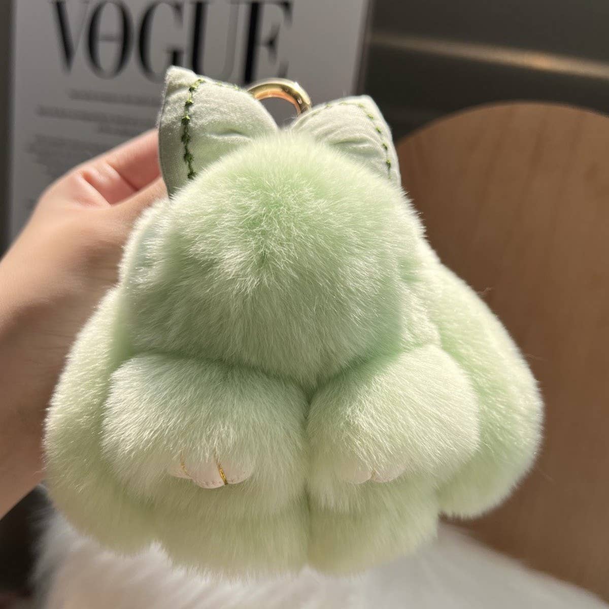 CUTE PLUSH DOLL BOW BUNNY CAR KEYCHAIN PENDANT_CWMM2477