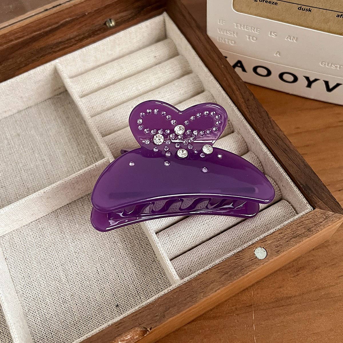 ELEGANT BOW RHINESTONE CLAW CLIP SOLID COLOR_CWAHA5904