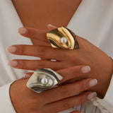 NEW IRREGULAR IMITATION PEARL ADJUSTABLE RING_CWMM3231
