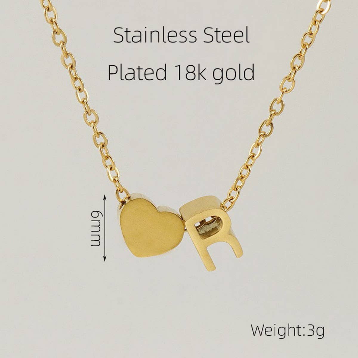 18K GOLD HEART LETTER PENDANT NECKLACE_CWAJE0692
