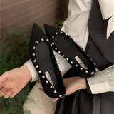 Wedge Pointed Studded Apricot Loafers