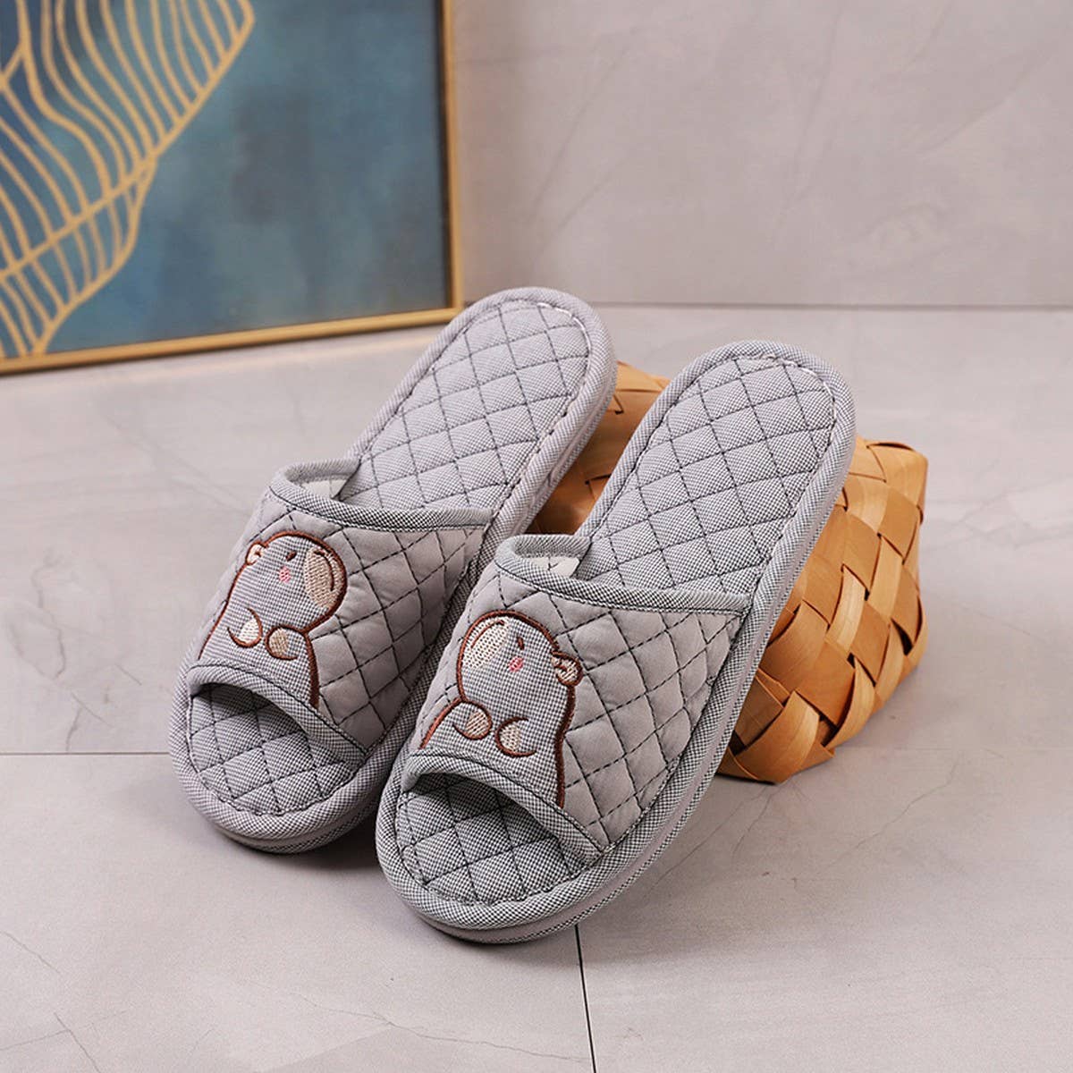 CAPYBARA INDOOR SLIPPERS WITH THICK FABRIC SOLE_CWSHF0192