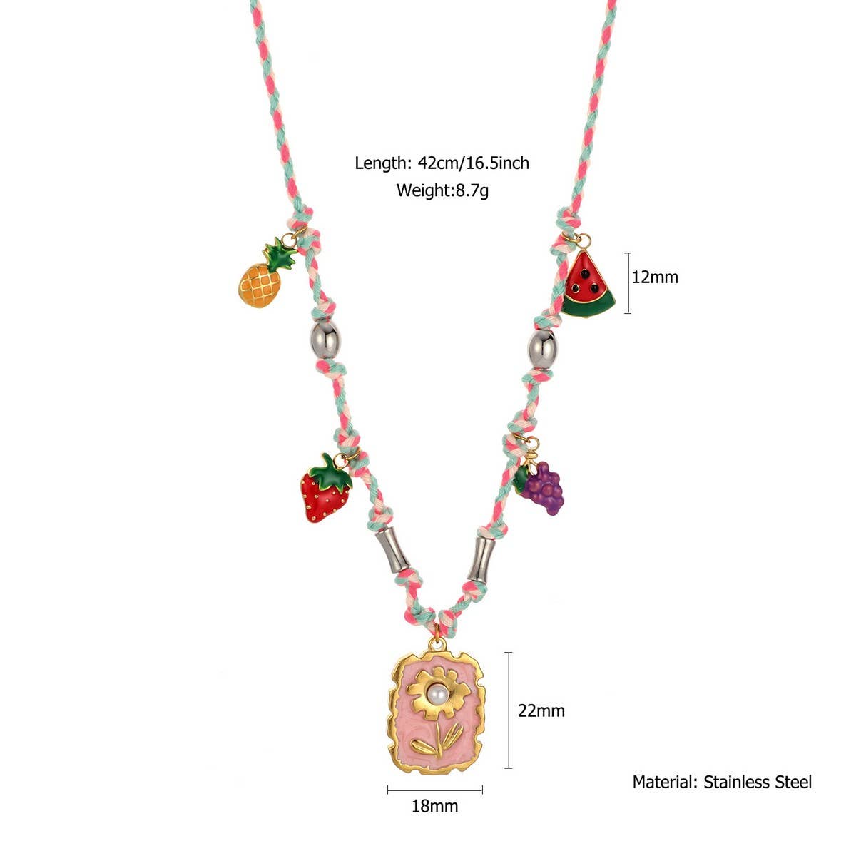 HANDMADE COTTON ROPE NECKLACE WITH SHELL CHARMS_CWMM8811