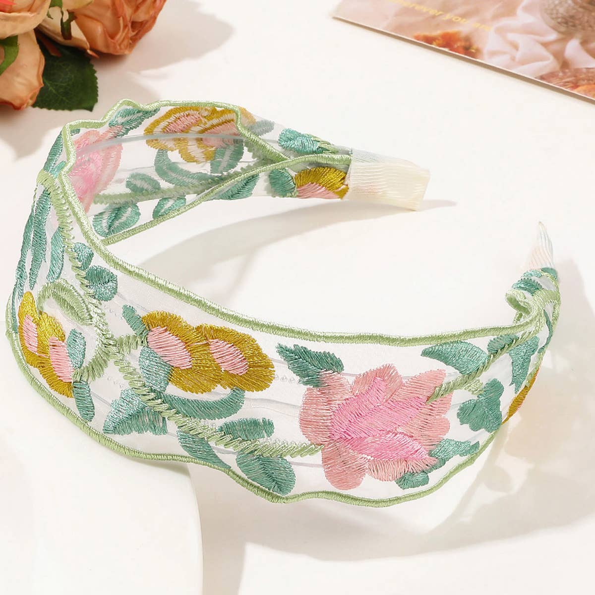 MESH EMBROIDERED FLOWER HEADBAND_CWAHA1651