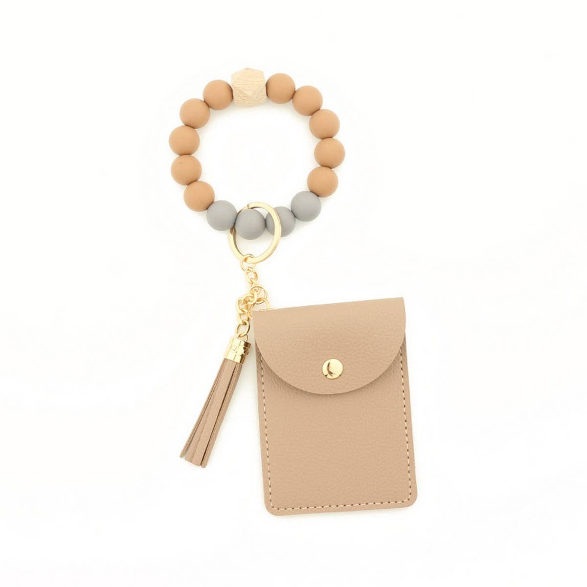 SOLID PU CARD WALLET WITH TASSEL BEAD STRAP_CWAB4967