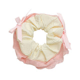 CREAM COLOR HIGH ELASTIC LACE HAIR TIE_CWAHA1351