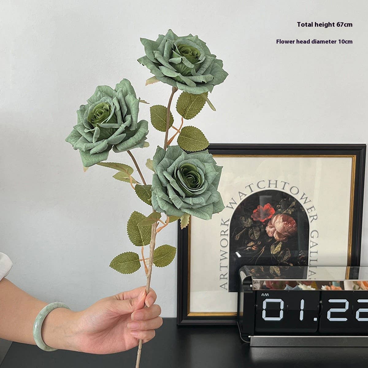 ARTIFICIAL CAPPUCCINO ROSE BOUQUET WITH 3 HEADS_CWMM6505