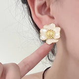 PEACH BLOSSOM 3D FLOWER EARRINGS_CWAJE2033