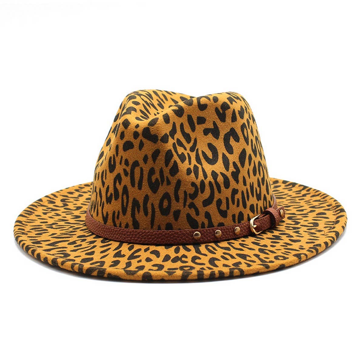 Woolen Hat Leopard Print Jazz Hat Wide Brim Hat_Cwah2543