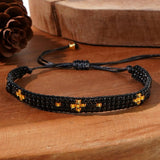 BEADED SMALL CROSS RICE BEAD BRACELET_CWMM3813