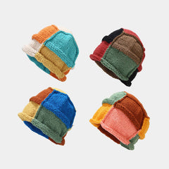 Cwah3169_Warm Hand-Knitted Hat With Curled Brim