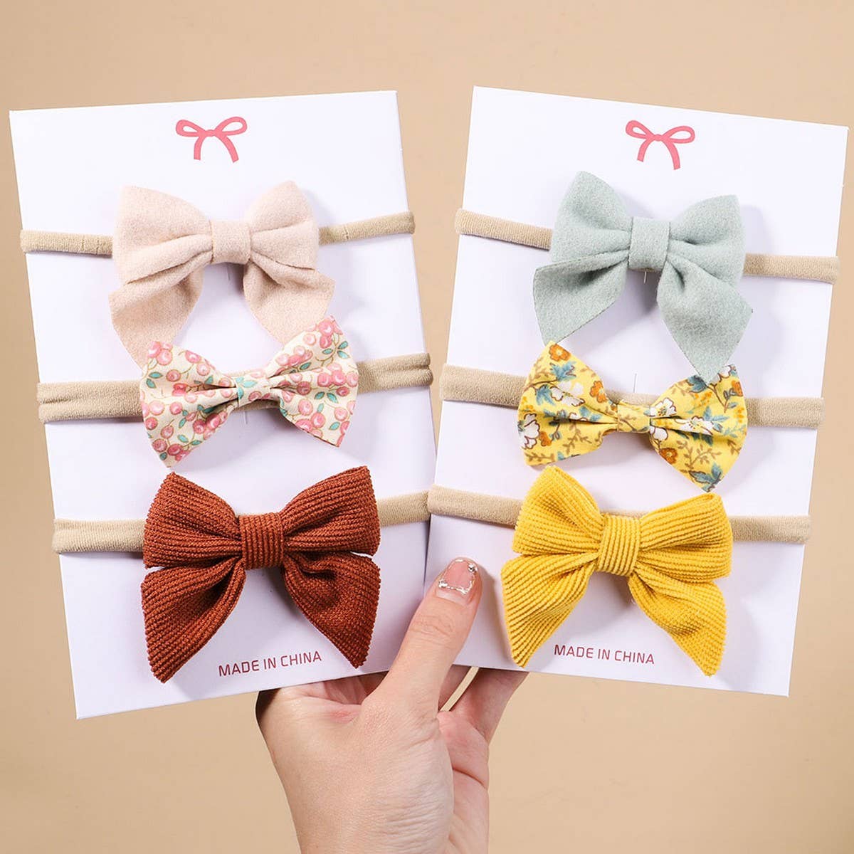 CORDUROY BOW BABY HEADBAND SET FOR GIRLS_CWAHA6751