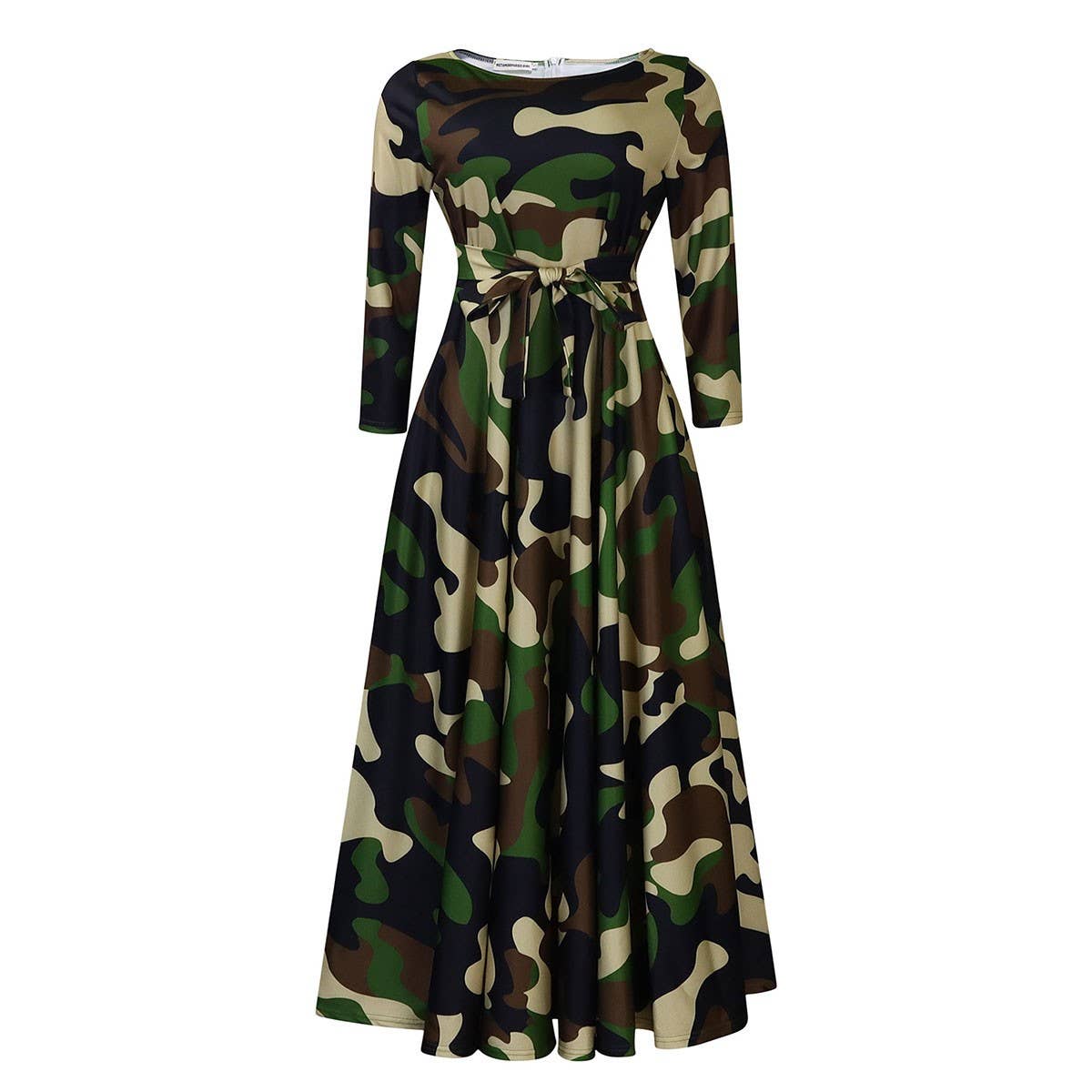 FASHIONABLE LACE UP PRINTED OVERSIZED DRESS_CWDMD3697