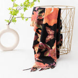 SOFT FLORAL TASSEL SCARF ELEGANT WOMENS WRAP_CWASC0916