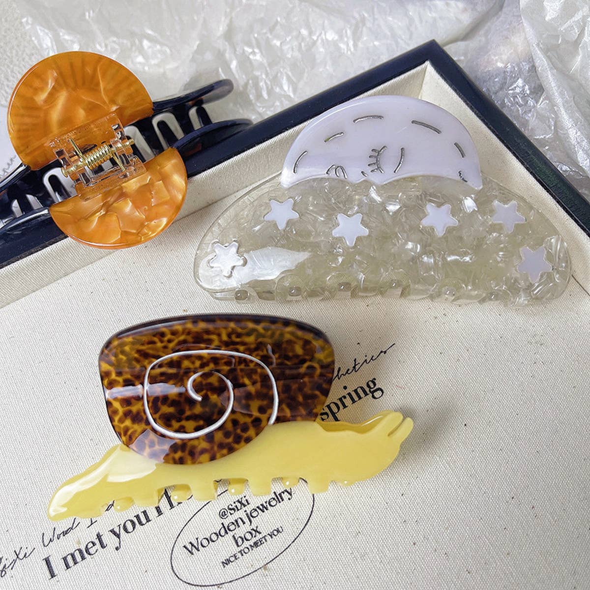 SUNFLOWER SNAIL ACETATE HAIR CLAW CLIP AESTHETIC_CWAHA1329