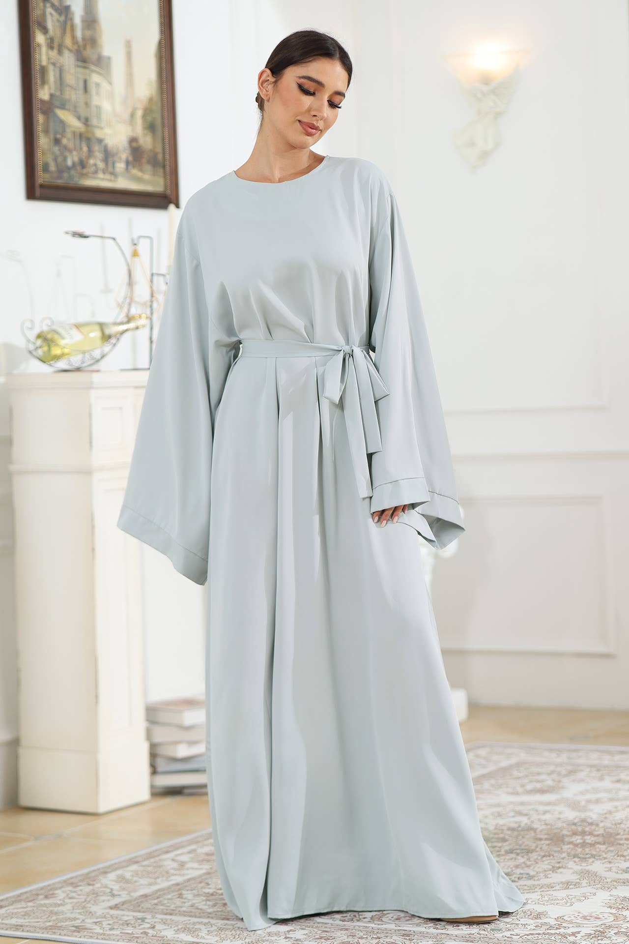 Solid Color Simple Abaya Casual Muslim Dress