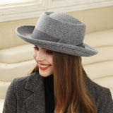 Womens Vintage Wide-Brimmed Fedora Fashion Hat_Cwah1974