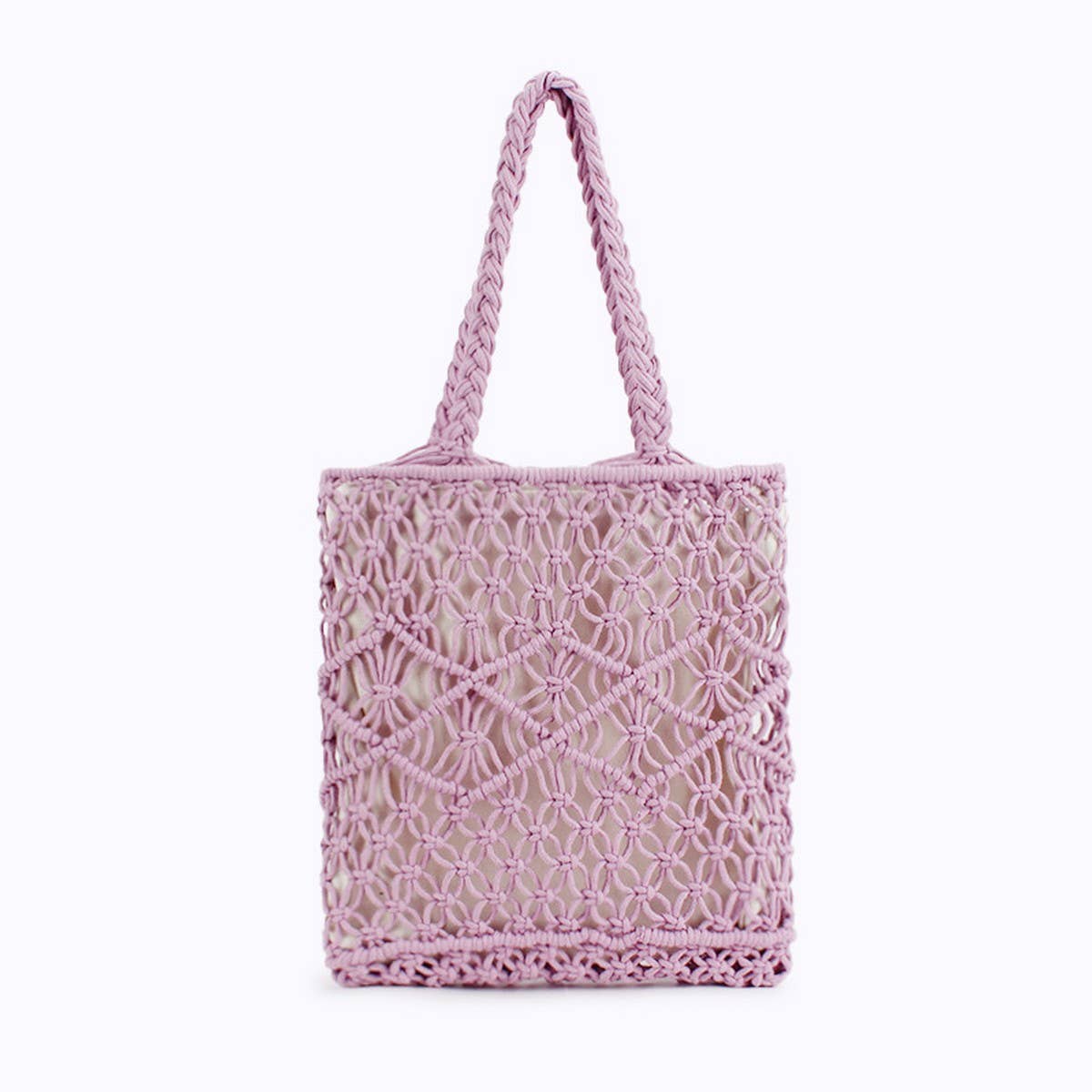 SOLID COLOR VERSATILE SIMPLE HOLLOW HAND WOVEN BAG_CWAB4686
