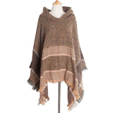 Women Herringbone Pattern Hooded Shawl_Cwasc1202