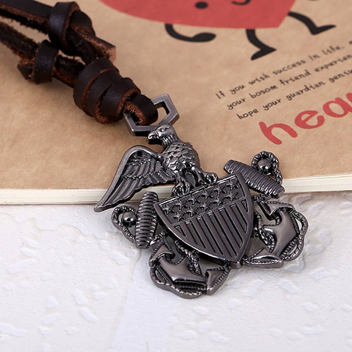 MENS VINTAGE COWHIDE PENDANT NECKLACE_CWMM4615