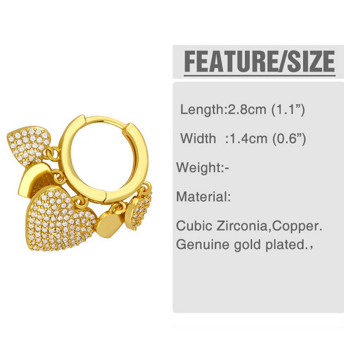 HEART SHAPED PENDANT FASHIONABLE EAR ACCESSORIES_CWAJE1015