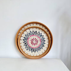 RATTAN SHELL STORAGE BASKET TRAY 2 PIECE SET_CWMM4542