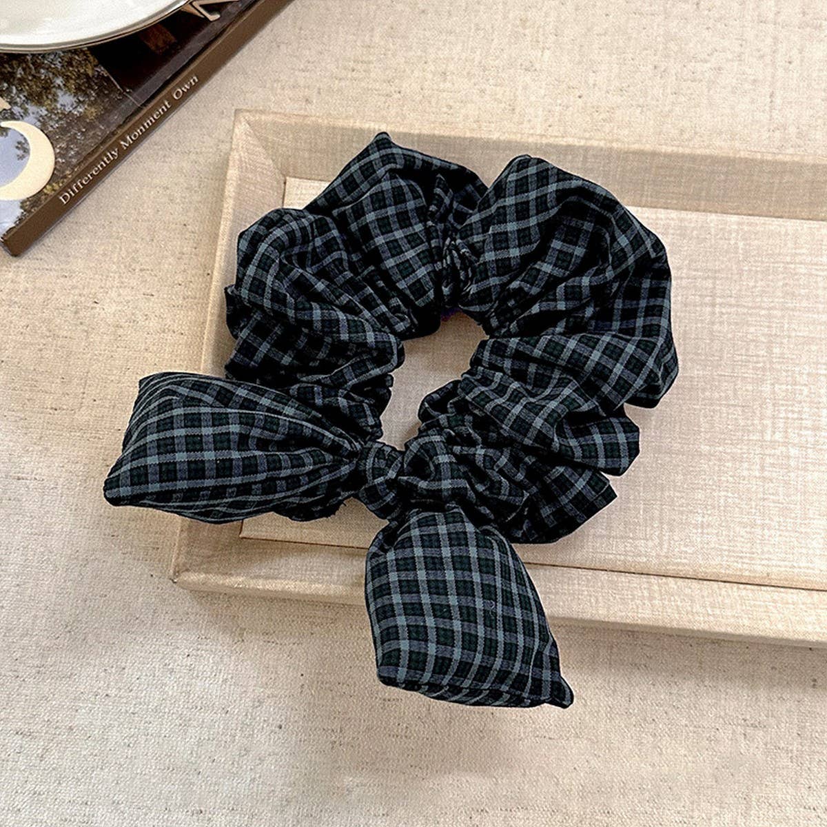 Mesh Bow Scrunchie Elegant Bun Hair Tie Accessory_Cwaha07780