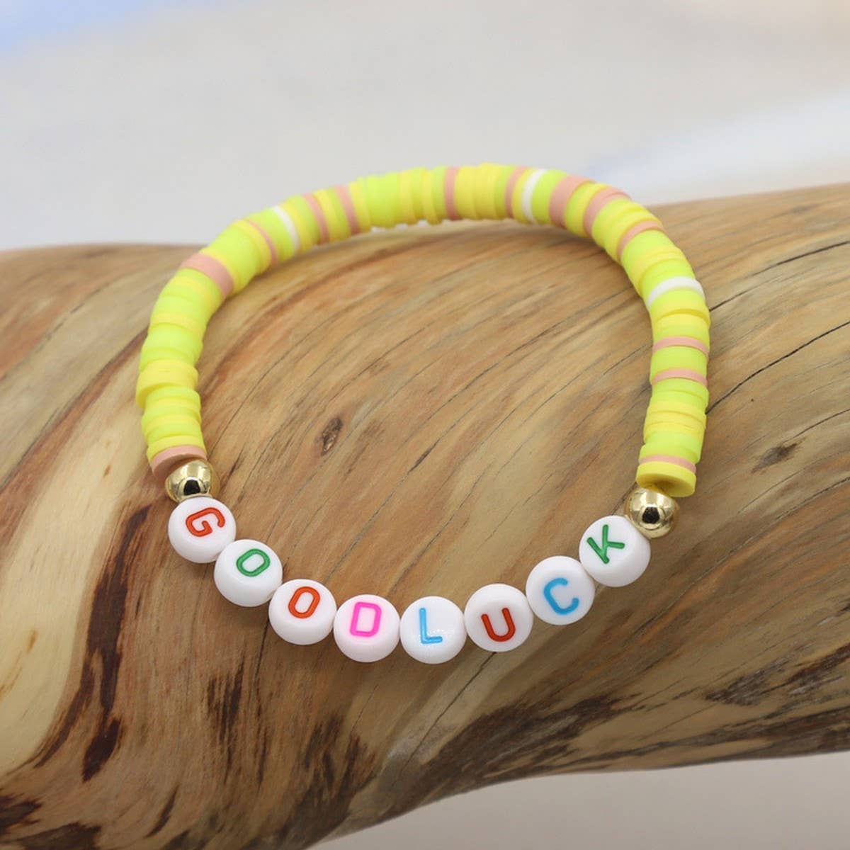 COLORFUL POLYMER CLAY LETTER BEADED BRACELET_CWMM3570