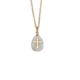 Women Natural Stone Cross Necklace