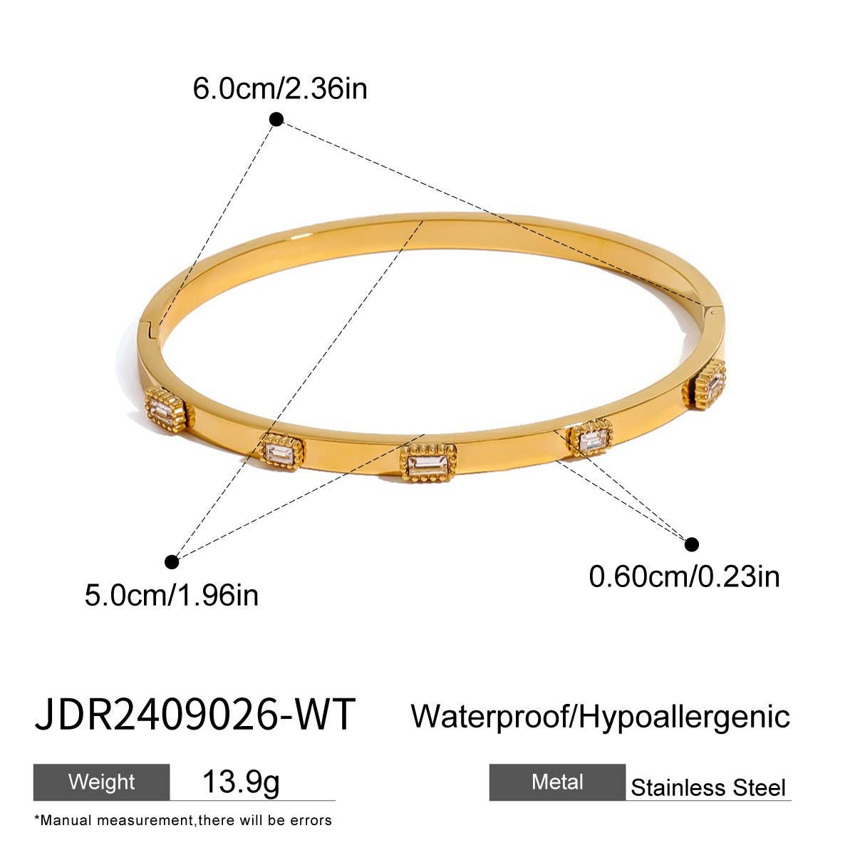 LUXURY ZIRCON CLASP BRACELET IN STAINLESS STEEL_CWAJE4656