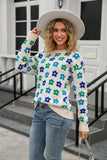 Versatile Flower-Printed Warm Threaded Sweater