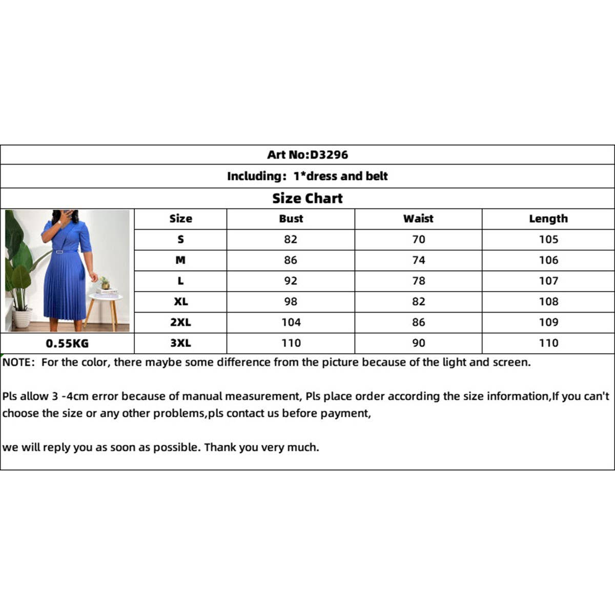 SOLID COLOR V NECK FASHIONABLE PLEATED DRESS_CWDMD3717