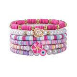 COLORFUL POLYMER CLAY FLOWER SHELL BRACELET SET_CWMM3514