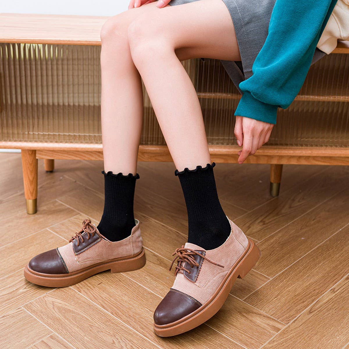 CANDY COLOR PURE COTTON EDGE SOCKS FOR WOMEN_CWMS1129