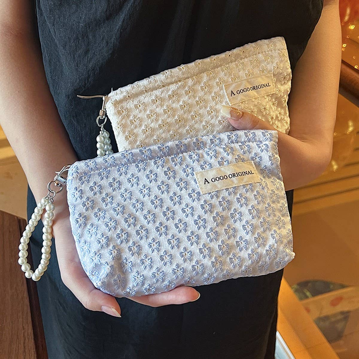 Pearl Handle Cosmetic Bag Sweet Wallet Hand Pouch_Cuab00675