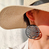 RETRO PERSONALIZED WOOD CHIP ROUND EARRINGS_CWAJE1573