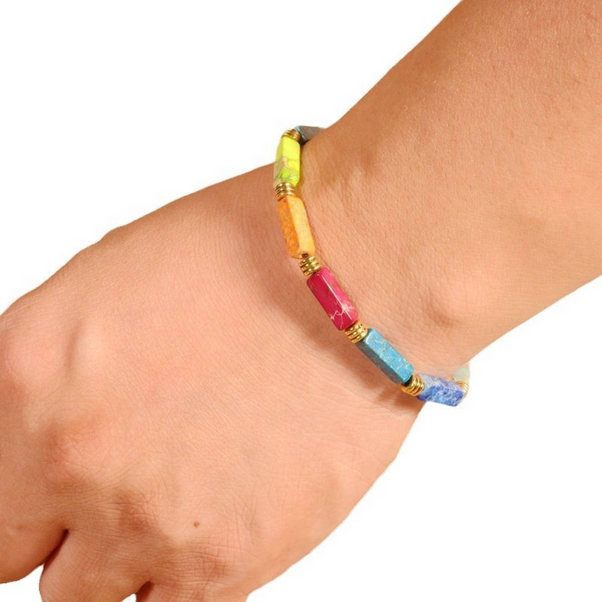 COLORFUL RECTANGULAR BEADS YOGA BRAIDED BRACELET_CWAJE3958